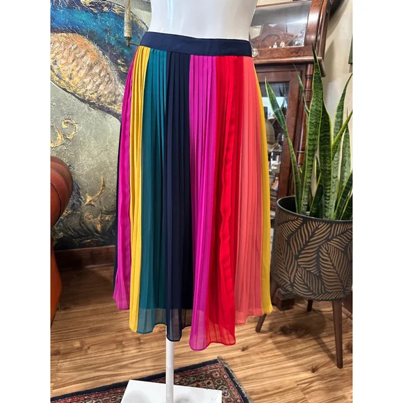J.Crew Rainbow Pleated Midi Skirt - Picture 2 of 11